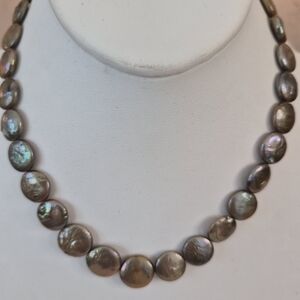 Lustrous Iridescent 16 Inch Coin Pearl Necklace